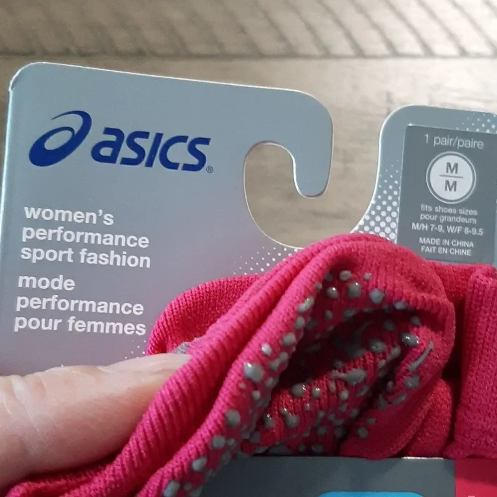 Asics Womens Performance Sport Fashion Pink Knee High Toeless No-Slip Socks NWT